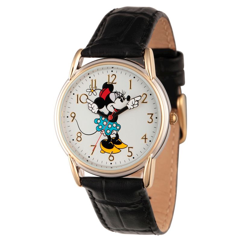 Women&#39;s Disney Minnie Mouse Two-Tone Cardiff Alloy Watch - Black, 1 of 6