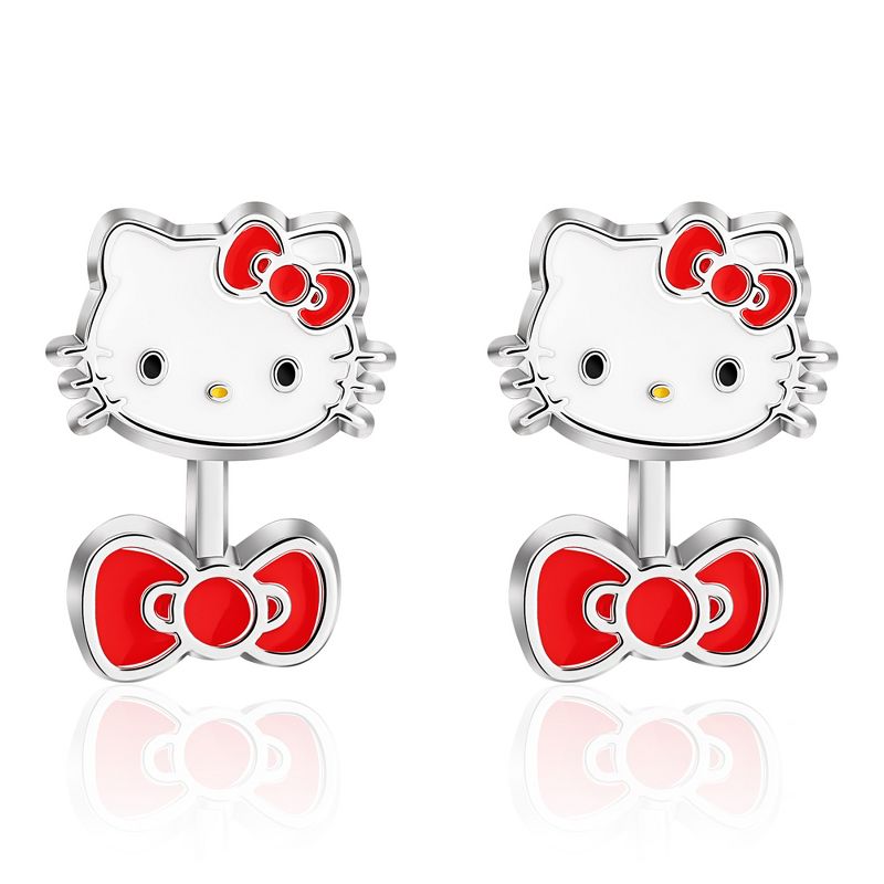 Hello Kitty Fashion Rhodium Plated Front Back Earrings , 3 of 6