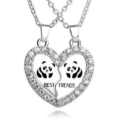 BFF Necklace for 2, Best Friend Necklaces Cute Design Valentines Day Gifts Matching Heart Pendant Friendship Necklaces