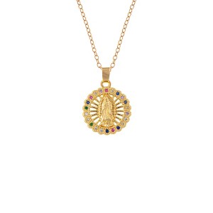Anna-Kaci Gold Plated Crystal Rhinestone Mary Catholic Necklace Christian Jewelry for Women - 1 of 4