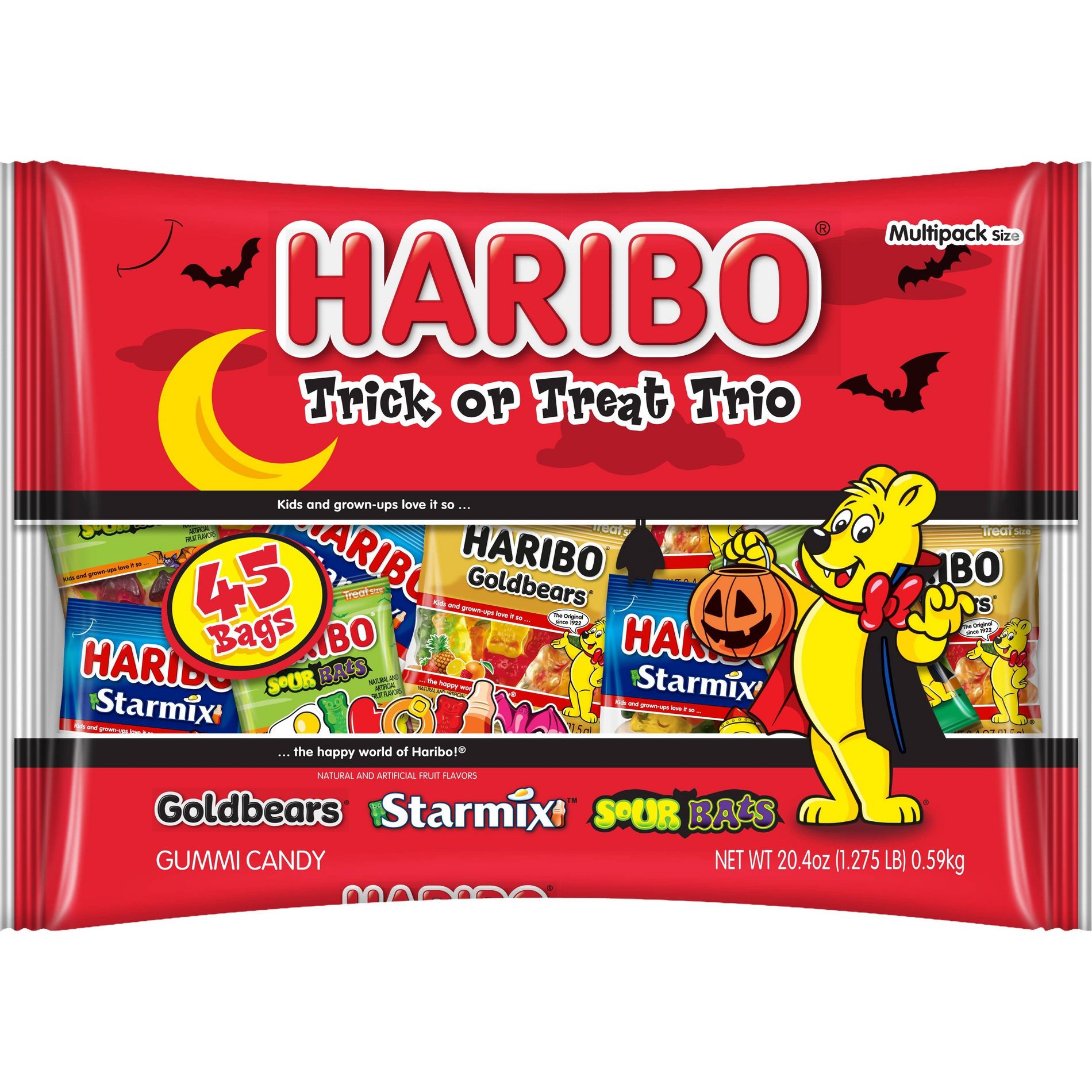 HARIBO Halloween Trick Or Treat Trio Chewy Gummy Candy - 18oz/45ct