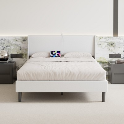 VECELO Upholstered Bed, Metal Frame Platform Bed