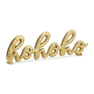 HomeRoots 9" Gold Cast Iron Christmas Tabletop Sign - 1 of 4