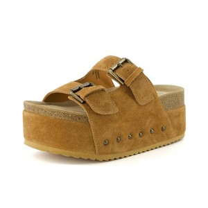 CUSHIONAIRE Women's Guru Genuine Leather footbed platform sandal with +Comfort, Wide Widths Available - 1 of 4