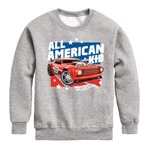 Boys' - Hot Wheels - All American Kid Graphic Long Sleeve Fleece Sweatshirt - 1 of 4
