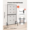 VEVOR 2 Packs Grid Wall Panels, 2.9 x 5.9 ft Wire Grid Panels Display Rack, Movable Art Display Shelf with Wheels and 10 Hooks, Black - 3 of 4