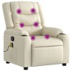 vidaXL Massage Recliner Chair - Cream Faux Leather Manual Reclining Lounger With Vibration Massage Points, Cup Holders, Side Pocket - 2 of 4