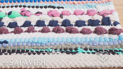 Coastal Breeze Blue Cotton Flat Woven Reversible Area Rug