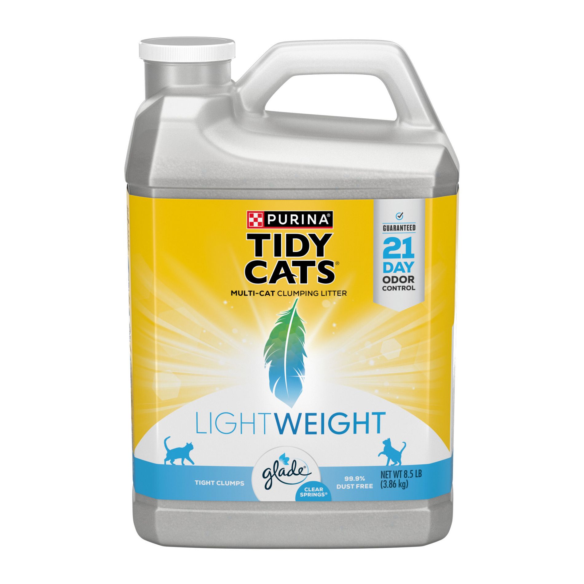 Purina Tidy Cats Lightweight Low Dust Clumping Scoop Cat & Kitty Litter with Glade Tough Odor Solutions for Multiple Cats - 8.5lbs