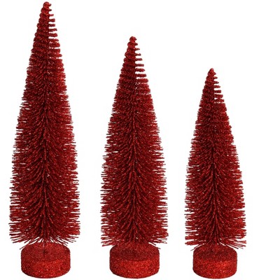 Vickerman Glitter Oval Pine Artificial Christmas Tree Set of 3