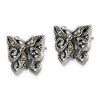 Black Bow Jewelry 18mm Marcasite Scroll Butterfly Post Earrings in Stainless Steel - 2 of 4