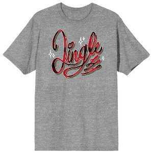 Handwritten Holiday Jingle Crew Neck Short Sleeve Gray Heather Unisex Adult T-shirt - 1 of 3