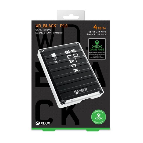 Western Digital Black P10 Game Drive For Xbox 4tb External Usb 3.2 Gen 1  Portable Hard Drive - Black With White Trim : Target