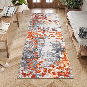 Modern Abstract Rug Machine Washable Throw Rug Boho Chic Abstract Watercolor Design Area Rug - 1 of 4