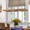 LLHZSY Rustic Wooden Dimmable Integrated LED Linear Pendant Light Adjustable Kitchen Island Lights - W 43 3/10" - 2 of 4