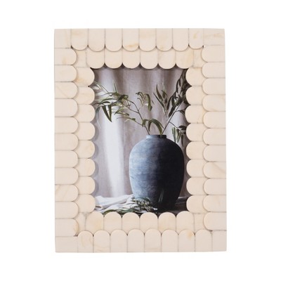 Sagebrook Home 4" x 6" Decorative Photo Frame - Contemporary Scalloped Resin Ivory Design Picture Frame - Home