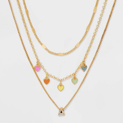Girls' Multi Hearts Initial Necklace Set - art class™