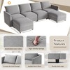 WhizMax  Modular Sectional Sleeper Sofa Couch with Storage Seat, Reversible Modular Sofa Couch with Storage Ottoman, Linen Fabric (Light Grey) - 4 of 4