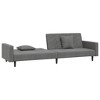 vidaXL 2-Seater Sofa Bed with Two Pillows Dark Gray Velvet - 4 of 4