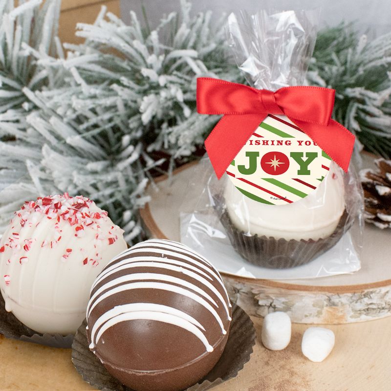 3 Pcs Christmas Hot Chocolate Bombs White Chocolate With Crushed Peppermint - Joy, 1 of 3
