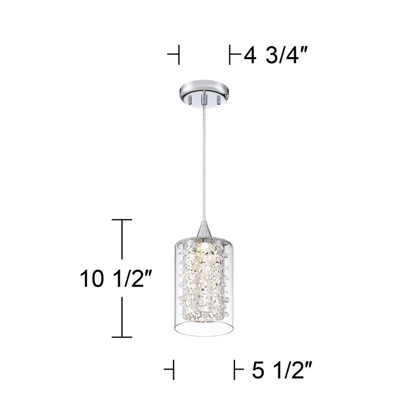 Possini Euro Design Enya Chrome Mini Pendant 5 1/2" Wide Modern Dimmable LED Crystal Clear Glass for Dining Room House Foyer Kitchen Island Entryway, 4 of 8