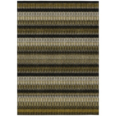 Brown Ivory And Black Striped Washable Indoor Outdoor Area Rug