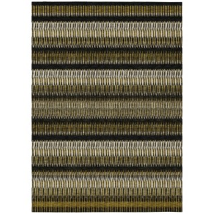 Brown Ivory And Black Striped Washable Indoor Outdoor Area Rug - 1 of 4