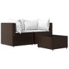 VidaXL 3 Piece Patio Lounge Set with Cushions Brown Poly Rattan - 2 of 4
