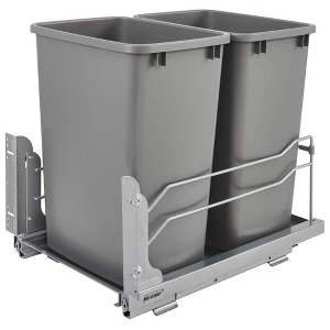 Rev-A-Shelf Double Pull-Out Trash Can for Under Kitchen Cabinets 35 Quart 8.75 Gallon with Soft-Close Slides - 1 of 4
