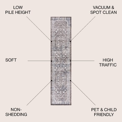Bohemian Medallion Brown/Ivory Synthetic Area Rug - Easy Care