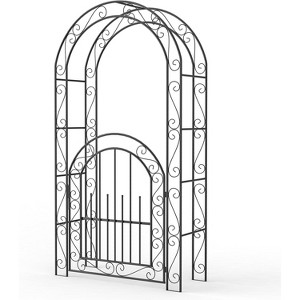 Elegant 8FT Wedding Arch with Gate - Steel Garden Arbor for Ceremonies & Outdoor Events, Rust-Resistant Metal Archway - 1 of 4