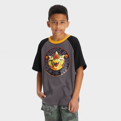 Boys' Super Mario Bowser 'King of the Koopas' Short Sleeve Graphic T-Shirt - Orange/Black/Gray