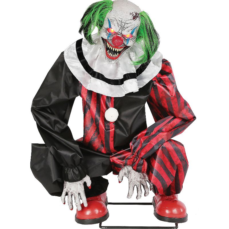 Seasonal Visions Animated Crouching Clown Halloween Decoration -  - Red, 1 of 5