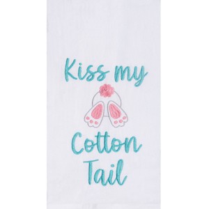C&F Home "Kiss My Cotton Tail" Easter Bunny Rabbits Embroidered Cotton Flour Sack Kitchen Dishtowel - 1 of 4
