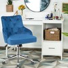 Costway Blue Velvet Office Chair Tufted Upholstered Swivel Computer Desk Chair Nailed Trim - 4 of 4