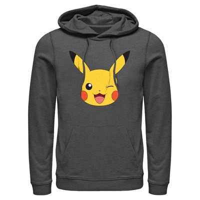 Men's Pokemon Pikachu Wink Face Pull Over Hoodie