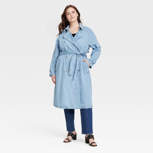 Women's Denim Trench Coat - Universal Thread™ Light Wash 4X