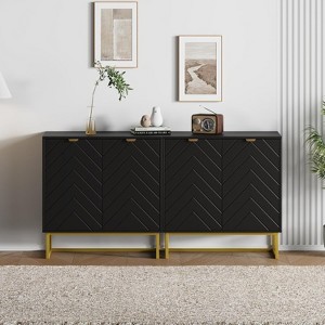 Modern Sideboard Buffet Cabinet with Storage Set of 2, Wood Accent Storage Cabinet with Doors - 1 of 4