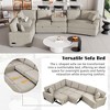 126"W Convertible Sectional Sofa Couch Set, Pull-out Sleeper Sofa Bed with Charging Devices and Cup Holders 4S -ModernLuxe - 4 of 4