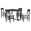 TiramisuBest Farmhouse Counter Height 5 Piece Dining Set Rectangular Table 4 Chairs Small Space Tuck Under Design Distressed Wood 47" - 2 of 4