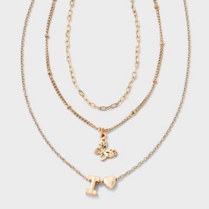 Girls' Initial with Choker and Layered Necklace Set - art class™ Gold - 1 of 3