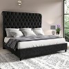 AMERLIFE Queen Size Bed Frame with Sleigh Headboard 60" Tall Velvet Upholstered Platform Bed, No Box Spring Needed, Black - 2 of 4