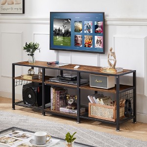 VECELO 65 Inches TV Stand, Entertainment Center with Storage Shelves & Hooks, 3-Tier Modern Wooden Console Table - 1 of 4