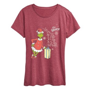 Women's - Dr. Seuss - Grinch Present Short Sleeve Graphic T-Shirt - 1 of 4