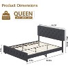 Linen Upholstered Platform Bed w/Adjustable Headboard & USB Ports - No Box Spring, Noise-Free Slats, Easy Assembly (Gray) - 2 of 4