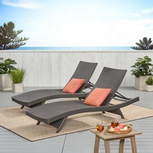 2PCS Rattan Chaise Lounge Set with Adjustable BackPatio Lounge Chair with Foldable Legs,Wicker Outdoor Lounge Chair for Poolside-Cuddlewood - 1 of 4