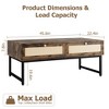 GustoWave 45.6" Coffee Table, Mid Century Modern Center Table with 2 Rattan Drawers & Metal Frame for Living Room - 2 of 4