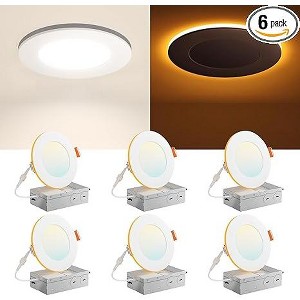 6 Pack 4 Inch 5CCT LED Recessed Ceiling Light with Night Light - 1 of 1