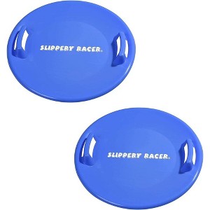 Slippery Racer Heavy-Duty Cold Resistant Downhill Pro Adults and Kids Plastic Outdoor Winter Saucer Disc Snow Sled with Handles (2 Pack) - 1 of 4