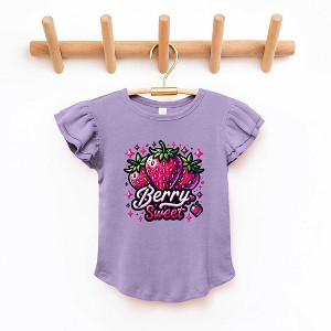 The Juniper Shop Berry Sweet Strawberry Toddler Flutter Sleeve Tee - 1 of 2